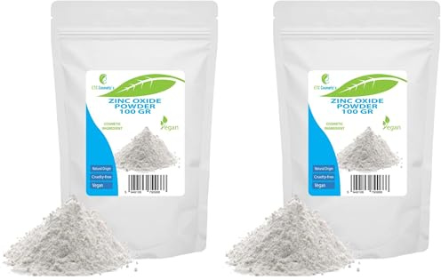 Polvo de óxido de zinc - 100 gr - Ingrediente cosmético, material de alta pureza, no nano (Paquete de 2)