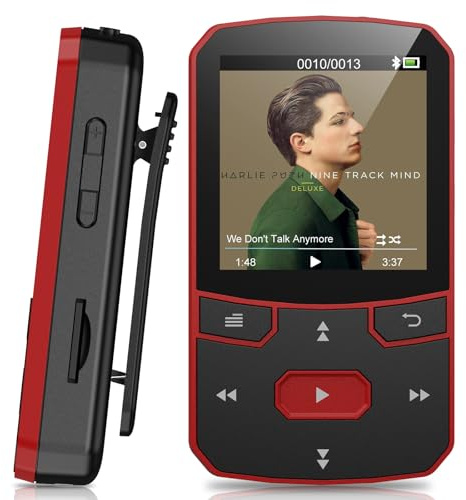 Lettore MP3 64GB Bluetooth 5.3, Mini Portatile da 29g con Funzione Resume, Riproduttore Musicale Sportivo con Clip e Pulsanti Fisici, Radio FM, Dittafono, Espandibile fino a 128GB