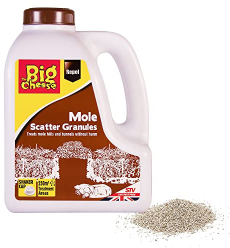 The Big Cheese Mole Scatter Granules - 2.5kg, Natural/ Biodegradable Eﬀective Mole Deterrent Harmless to Animals and the Environment Treat Gardens up to 250sq m. Ready-To-Use