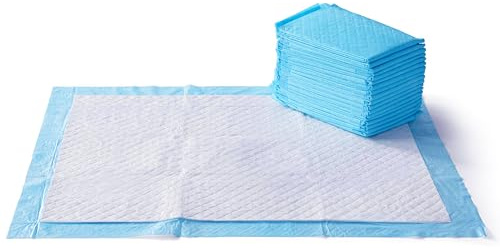 Amazon Basics Tappetini resistenti per l'addestramento di cani e cuccioli, a prova di perdite con superficie ad asciugatura rapida, dimensione XL, confezione da 25, Blu, Bianco