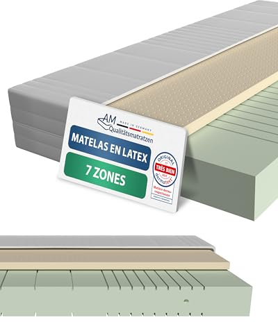 AM Qualitätsmatratzen - Matelas Latex à Mousse Froide 100x200cm Moelleux - Matelas qualitatif avec revêtement en Latex de 4cm - 20cm Hauteur - qualité Allemande - 100 x 200