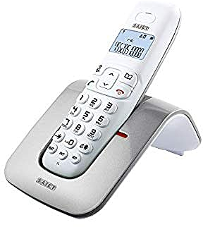 SAIET - Telefono Cordless Casa e Ufficio 13500783 - con Vivavoce DECT GAP LCD - con Tasti Grandi e Schermo Intuitivo - Argento
