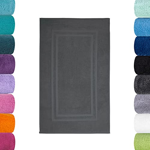 Lavea Badematte, Badteppich, Duschvorleger, Anthrazit, 50 x 80 cm Premium Frotteeserie Bali | GOTS Zertifiziert, 100% Bio Baumwolle