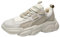 Jamron Herren PU + Mesh Sportschuhe Modische Chunky Sneakers Keilabsatz Turnschuhe Beige SN071023 EU43