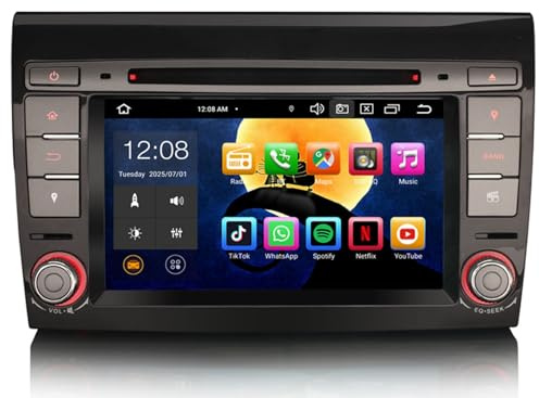 8 núcleos [4G+64G] Android 13 Estéreo de Automóvil Autoradio para Fiat Bravo Soporte GPS Carplay inalámbrico Android Auto DSP Bluetooth Manos Libres WiFi 4G Dab+ TPMS