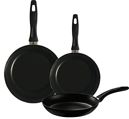 Prima Collection, Set 3 padelle in alluminio con rivestimento antiaderente serie Cook it, Made in Italy