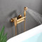 KOPYFANTAP Retro Badewannenarmatur mit Handbrause Messing Antik, Wandmontage Mischbatterie Badewanne Wasserhahn Dusche Set, 90° Drehbar Auslauf 15cm