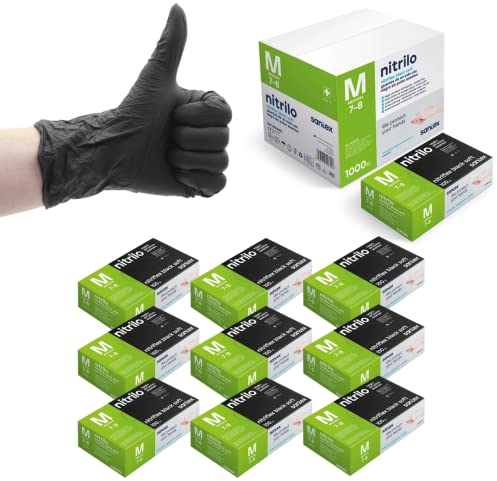 Guantes nitrilo NEGRO Talla L [1.000 unidades] Alta Resistencia y Elasticidad | Ideal para Taller mecanico , Tattoo, Manicura, Peluqueria, Limpieza, Laboratorio | Para personas con alergía al Látex