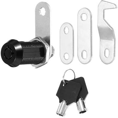 PATIKIL 1-1/8 Inch Black Cabinet Locks with Black Keys, 1 Pack Zinc Alloy Cam Lock Cylinder RV Lock Set Keyed Alike for Cabinet RV Drawer Storage Door Tool Box