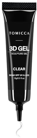 TOMICCA No Wipe 3D Sculpture Gel - UV/LED Curing Multi Use Nail Art Glue for Charms & Resin | Non-Leak Squeeze Tube, Non-Drip Formula, 15ml