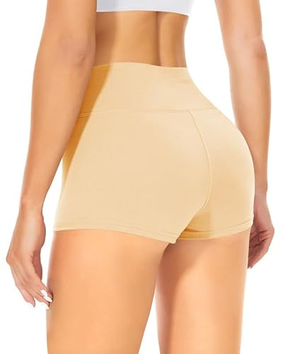 TNNZEET Radlerhose Damen Hohe Taille Shorts Bauchweg Hotpants Kurze Sporthose Leggings Boxershorts für Yoga Gym （Hautfarbe L/XL