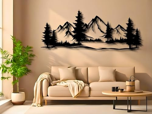VAILLA Berge Wanddeko Wandbild XXL aus Holz Wand deko Wohnzimmer 3D Bilder in Schwarz Wandbilder Home Wall Art Dekoration Wandaufkleber Moderne Deko Bilder für Zuhause Schlafzimmer,
