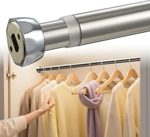 Tringle à Vêtements Extensible, 38-137cm Tringle à Vêtements en Acier Inoxydable Réglable - Rail pour Suspendre des Cintres et Habillement Dans une Penderie pour Chambre à Couch/Argent