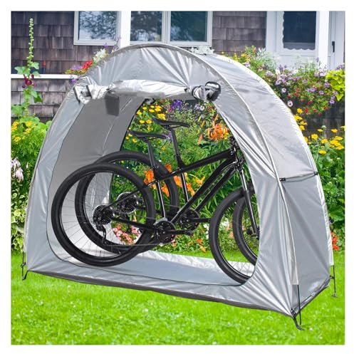 2 PCS Box Biciclette Può Essere Giuntato Garage Moto per Esterno con Doppie Porte per 2-5 Biciclette Ricovero Attrezzi Carport Auto,Silver