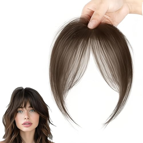 RTRTGS Flequillo Postizo Remy Cabello Natural con Clip, con 2 Clips, Flequillo con Parte Central, 3D Flequillo Plano con Patillas, Extensión de Cabello para Mujeres y Niñas, flequillos postizos