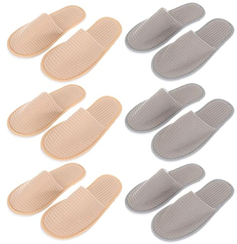 Beatifufu 6 Paia di Pantofole Monouso da Casa e Spa per Donna Pantofole da Hotel Antiscivolo in Pile Lavabili Ciabatte da Bagno Portatili per Ospiti e Viaggi