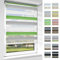 OUBO Doppelrollo Klemmfix ohne Bohren Duo Rollos für Fenster & Türen (Grün-grau-weiß, 40cm x 150cm), Klemmrollo Seitenzugrollo Sicht und Sonnenschutz, Lichtdurchlässig und Verdunkelnd.