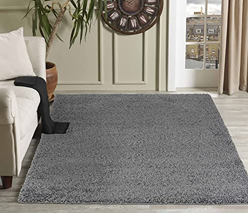 Serdim Rugs Living Room Shaggy Area Rugs Dark Grey 200x290cm(6'7x9'6)