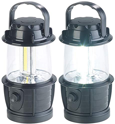 PEARL Camping Beleuchtung: 2er-Set dimmbare LED-Laternen, 3 COB-LEDs, Batteriebetrieb, 3W, 140 lm (Lampe batteriebetrieben, Lampen mit Batterie, Tischleuchte)