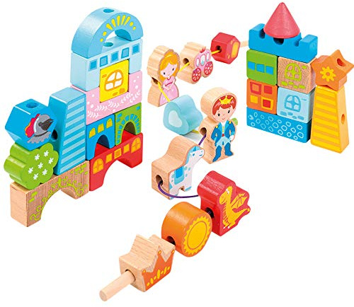 WOOMAX Juego construcción Madera Castillo 32 Piezas