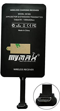 MyMAX Récepteur de charge sans fil Qi de type A 1300 mA super rapide et adaptateur compatible avec Samsung Galaxy, Huawei, LG, Nokia, Moto, HTC, Google Nexus, et autres appareils Micro USB-A