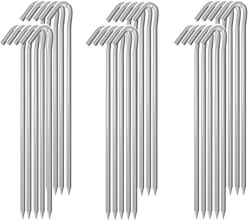 MySit 9 Tent Stakes, Metal Inflatable Stakes 30 Pack, Heavy Duty Galvanized Tent Stakes Metal, Tent Pegs Ground Trap Camping Stakes for Inflatables, Outdoor Decorations