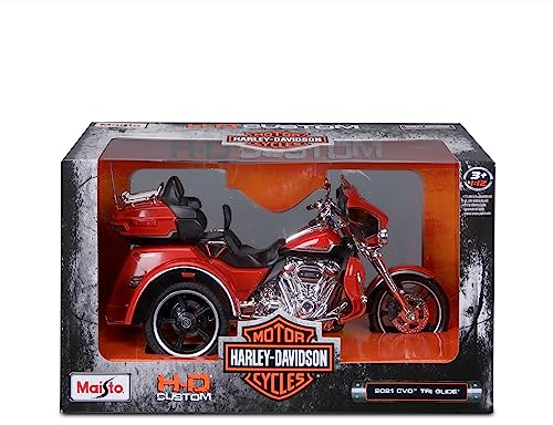 Maisto Harley-Davidson CVO Tri Glide (2021): Motorradmodell im Maßstab 1:12, 20 cm, rot (532337)