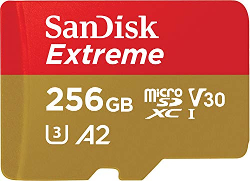 SanDisk Extreme 256GB microSDXC UHS-I, V30, 190MB/s read, 130MB/s write, memory card for 4K video on smartphones, sports cameras and drones