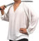 FURPHI Mittelalter Baumwollhemd für Herren Geraffte Ritter Pirat Baumwolle Tunika Hemd Viktorianische Bluse, Weiss/opulenter Garten, L