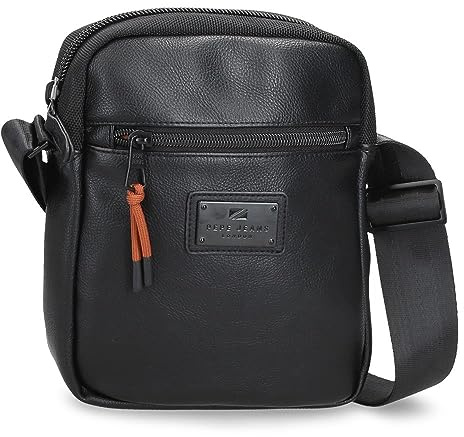 Pepe Jeans Egham Sac Messenger Noir 17x22x6 cms Polyester, Noir, Talla única, Bandoulière
