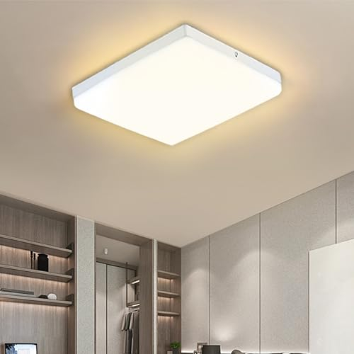 FTL Plafoniera LED Soffitto 48W,Quadrata Lampada da Soffitto 4370LM Plafoniera per Bagno Bianco Caldo 3000K,IP44 Plafoniere LED Soffitto per Cucina Corridoio Ufficio 30X30CM