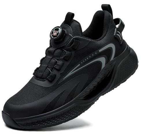 Rona Shoes Sicherheitsschuhe Arbeitsschuhe Stahlkappenschuhe Leichte Bequeme Sportliche Arbeitsschutzschuhe Herren Damen Hades Black EU 47
