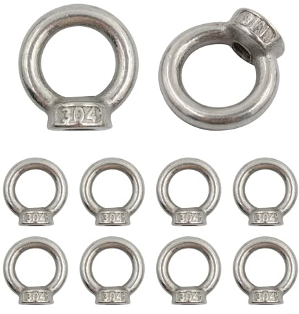 AUXBC 10PCS M6 Stainless Steel Lifting Eye Nut, Ring Shaped Eye Bolt, 16mm/0.62inch ID, 27mm/1.06inch OD, 5.5mm/0.2inch Thick