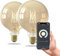 CALEX Smart LED Lampe, E27, G125, Gold Filament, warmweißes Licht, dimmbar, WLAN App- & Sprachsteuerung, 2er Pack