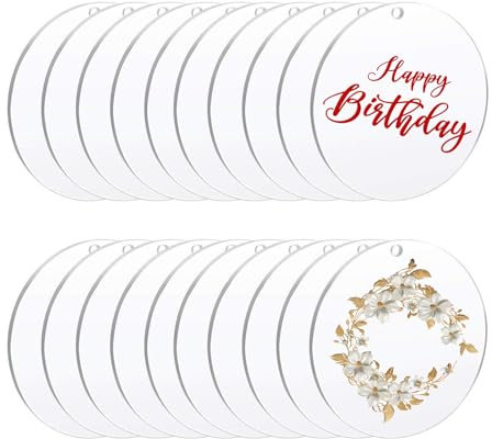 Fogli Dischi Acrilici Trasparenti,20 Pezzi Lastra Plexiglass,Dischi Acrilici Trasparenti,Foglio Acrilico Trasparente,Circolare Acrilico per Fai-da-Te Artigianato, Scrapbooking, Dipingere Foto Cornici