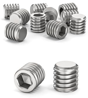 ORTAVA Tornillos prisioneros, tornillos prisioneros M8 x 8 mm, DIN 913/ISO 4026, con hexágono interior (ISK) y cabeza cónica, tornillo prisionero acero inoxidable (plata)