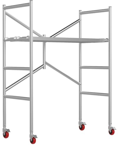 Scaffolding Work Platform, Rolling Scaffolding with Wheels, Scaffold for Building Construction, Interior Painting, Home Improvement（59.0 Height, 500LBS Capacity, Silver)