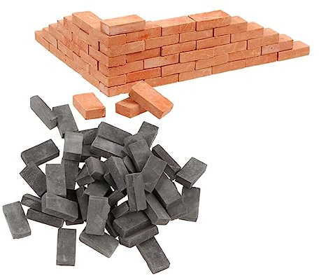 ibasenice 100 Pcs Miniature Bricks and Mini Brick Model Set for Diy Sand Table Landscaping 1:16 Scale Red and Blue for Micro Landscape Building and Fairy Garden Craft Projects