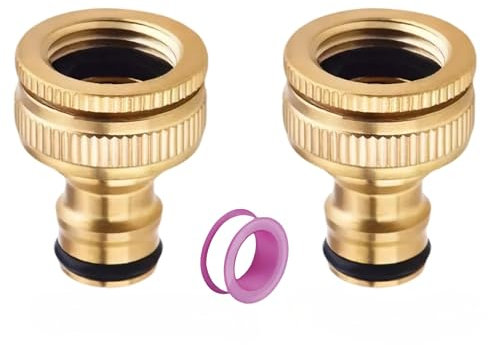 Akiuhen Adaptateur de robinet de tuyau en laiton, filetage femelle 2 en 1, 3/4 et 1/2, jardin/cour