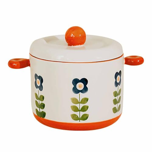 Dowbom Piccola ciotola da zuppa con coperchio, 500 ml, adatta al forno, adatta al microonde, tazza da zuppa, tazze da brodo (blu)