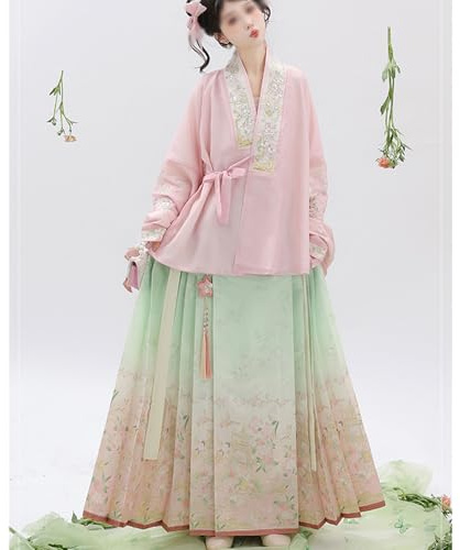 OZTYSGXM Ensemble de Costumes Hanfu Anciens de Style Chinois : Broderie Florale/Jupe ImpriméE, Robe Hanfu Traditionnelle pour Femme,S,Pink