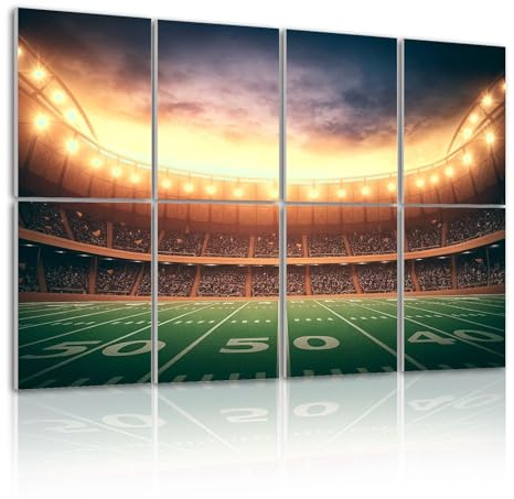 8 Pack Art Acoustic Panels Self Adhesive light american soccer stadium football stadium pictures Decorative Soundproof Wall Panels Sound Absorbing Panel 48x32 for Office Home Studio