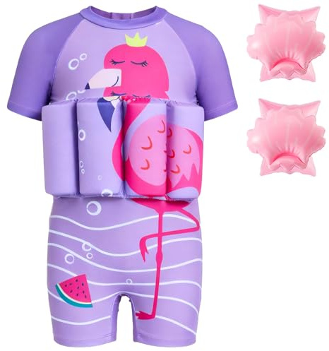 Gogokids Kinder Schwimmanzug mit Schwimmflügeln & 8 abnehmbaren Auftriebskissen, Baby Schwimmhilfe UV 50+ Badekleidung für Kleinkinder 1-6 Jahre (10-20 kg) Rashguard für Pool, Strand & Schwimmen