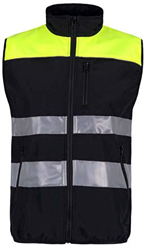 WORKTEAM Chaleco Alta Visibilidad Softshell, Tejido Ripstop y con Cintas Reflectantes, Cortavientos Repelente al Agua y Alta Capacidad Térmica, Certificado EN 17353 y EN 14058. Unisex