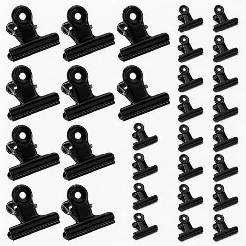 Set de 30 Clips para la Oficina de Acero inoxidable,WideSmart 31MM/50MM Bulldog Clip,Plata Clips de Metal Utilizado,Clips Grandes de Metal,para la Escuela de Oficina en Casa