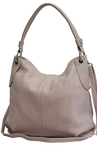 AMBRA Moda Borsa da donna di vera pelle, borsa a spella GL012 (rosa antico)