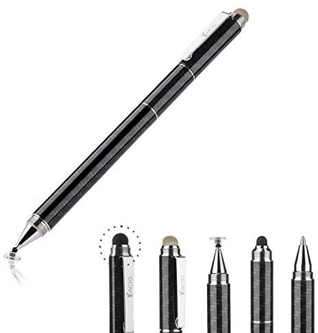 Yacig Kapazitiver Stylus Pen, 4-in-1 Hohe Empfindlichkeit und Präzision Touchscreen Stylus klare Disc Spitze, kompatibel mit Universal-Touchscreen-Geräten, Schwarz