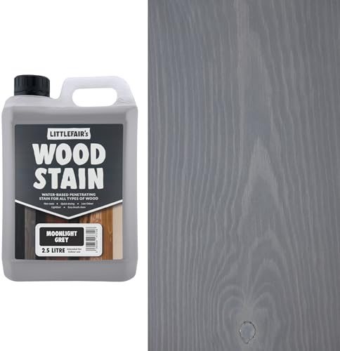 Littlefair's Wood Stain Water-Based - (Moonlight Grey) – Non-Toxic, Eco-Friendly & Quick Drying - Easy-to-Apply, Concentrated Formula for All Wood Types – 2.5 LTR