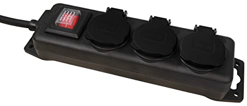 MC Power - Garten-Steckdosenleiste | 3er Steckerleiste mit Schalter, 3-Fach Außensteckdose Verteilersteckdose außen geeignet für Wohnwagen, Camping, Keller, Garten