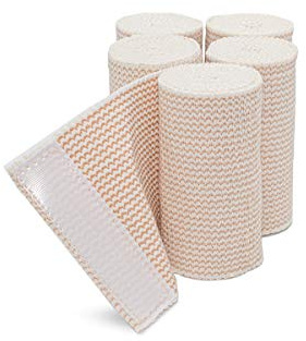Hospora Thick Latex-Free Compression Cotton Elastic Bandage (4 inches, 5 Rolls)